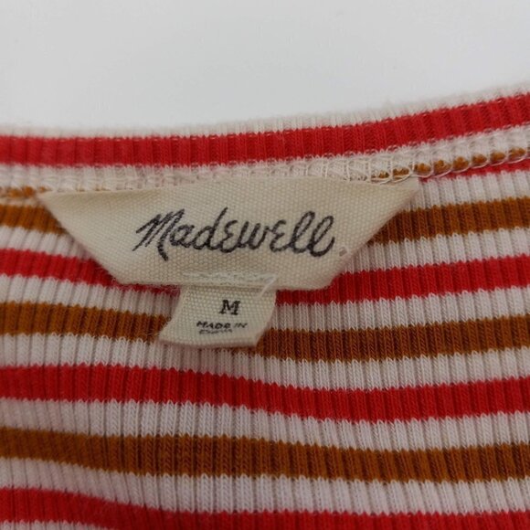 Madewell Swingy Tee Dress In Stripe A-Line Mini Ribbed Jersey Knit Stretch M - Picture 7 of 10